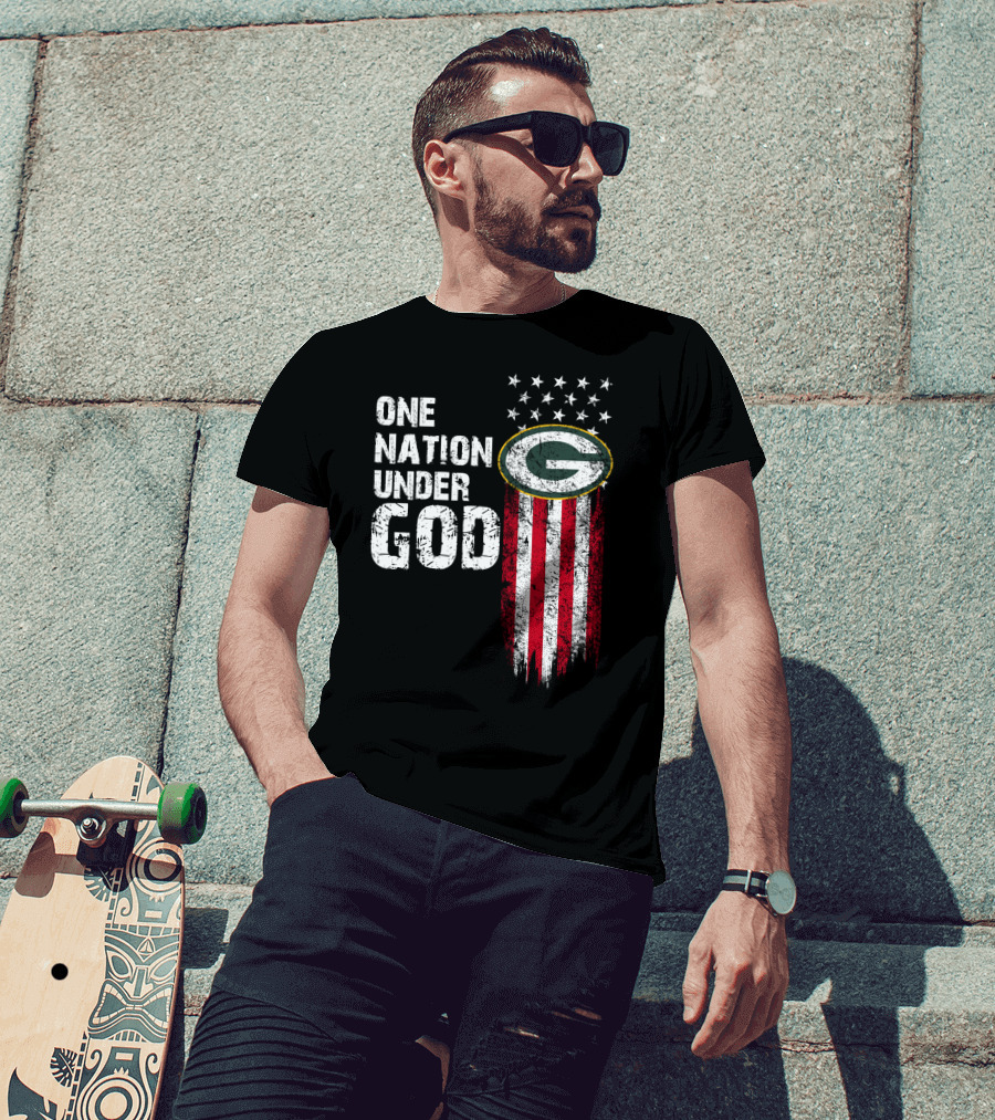 Green Bay Packers One Nation Under God Stars And Stripes T-Shirt
