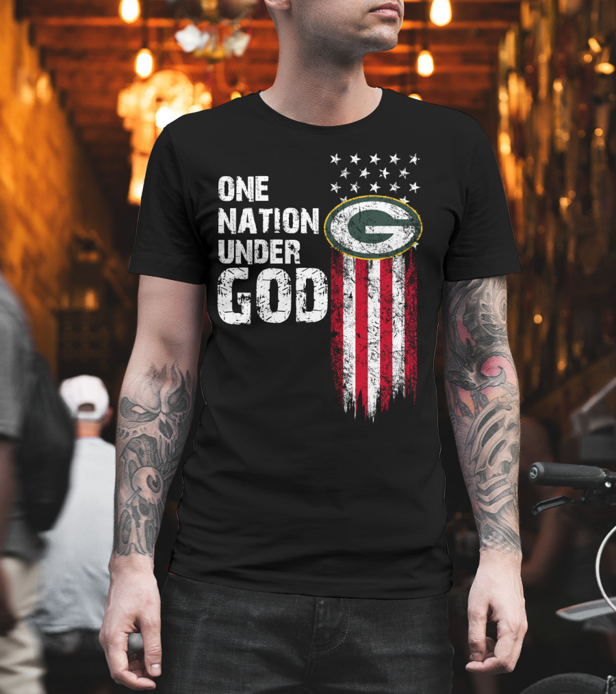 Green Bay Packers One Nation Under God Stars And Stripes T-Shirt
