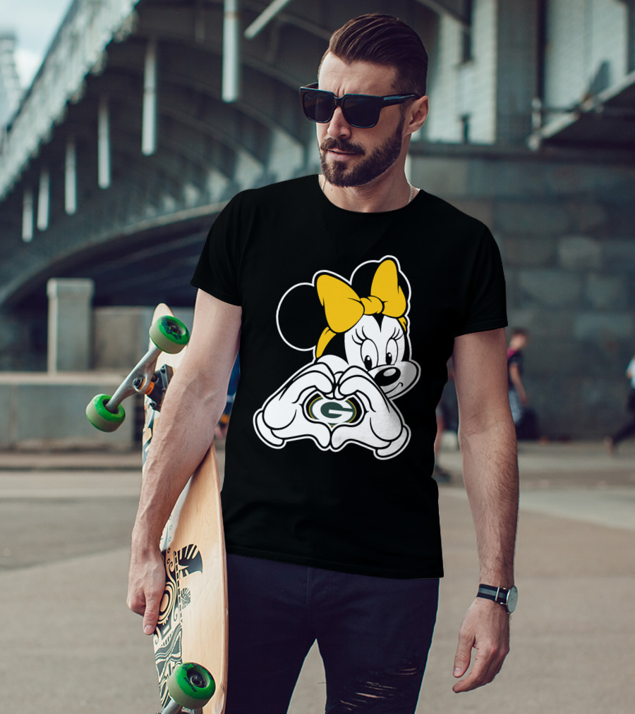 Minnie Mouse Heart Green Bay Packers T-Shirt