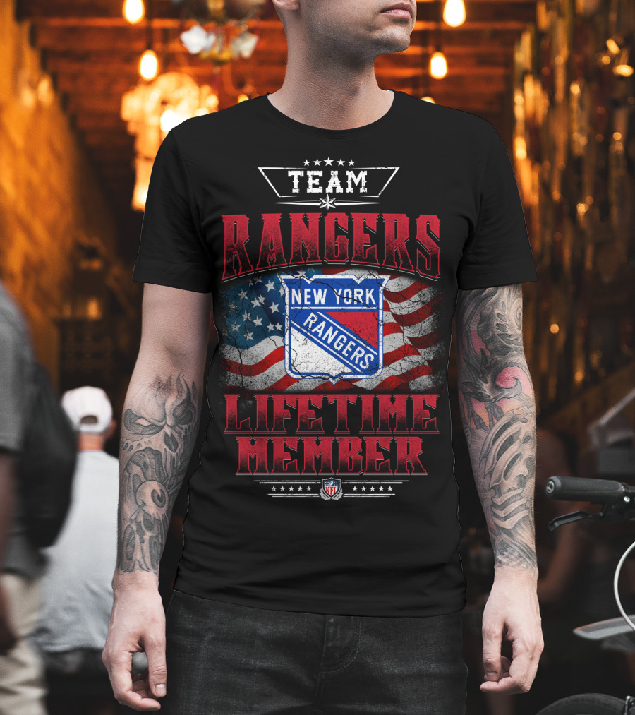 Team New York Rangers Lifetime Member Nfl American Flag T-Shirt