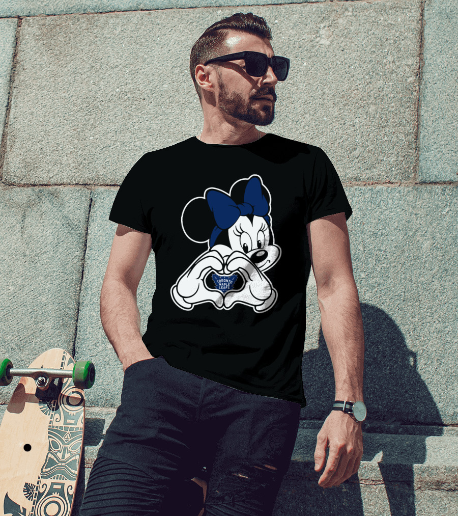 Toronto Maple Leafs Minnie Mouse Heart Hands T-Shirt