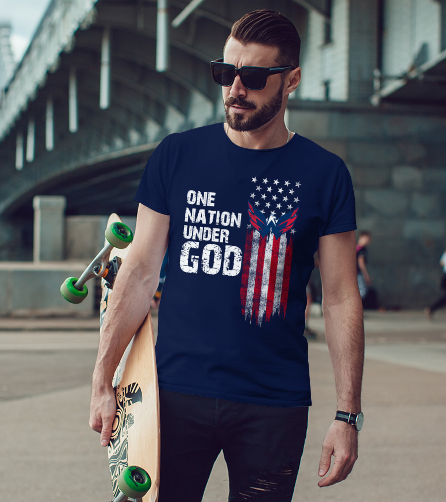 One Nation Under God Washington Capitals American Flag T-Shirt
