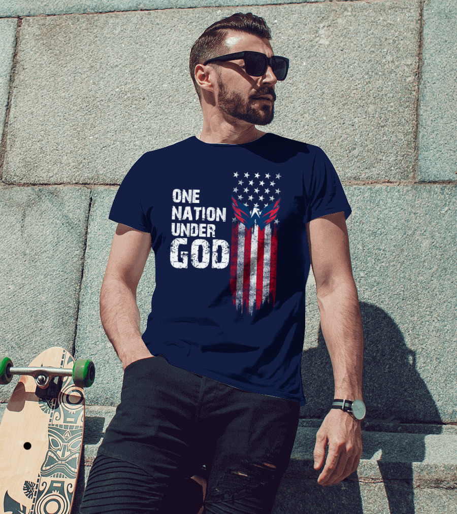 One Nation Under God Washington Capitals American Flag T-Shirt