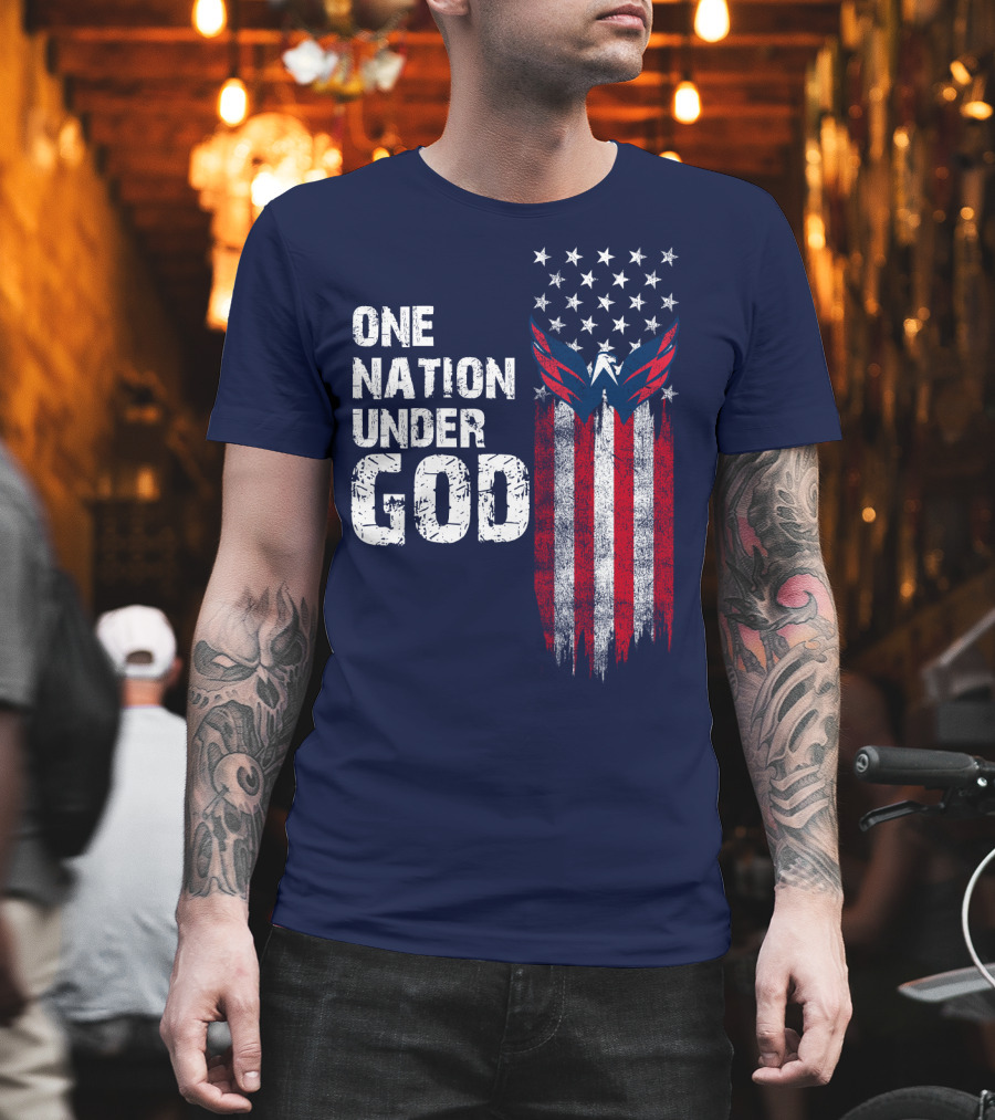 One Nation Under God Washington Capitals American Flag T-Shirt