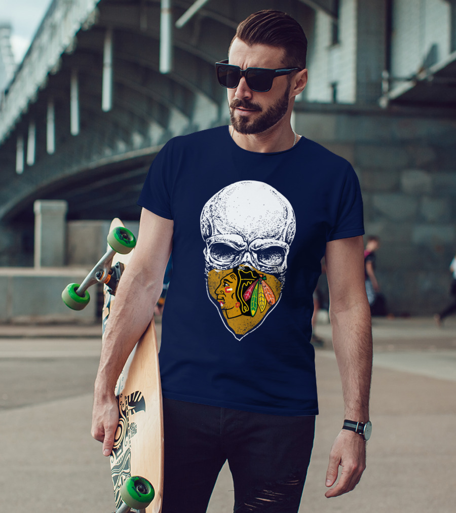 Blackhawks Skull Face Mask T-Shirt