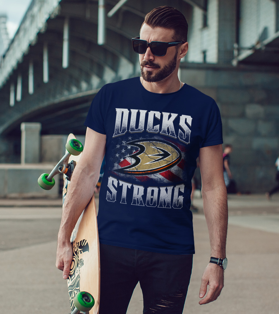 Ducks Strong Anaheim Ducks American Flag T-Shirt