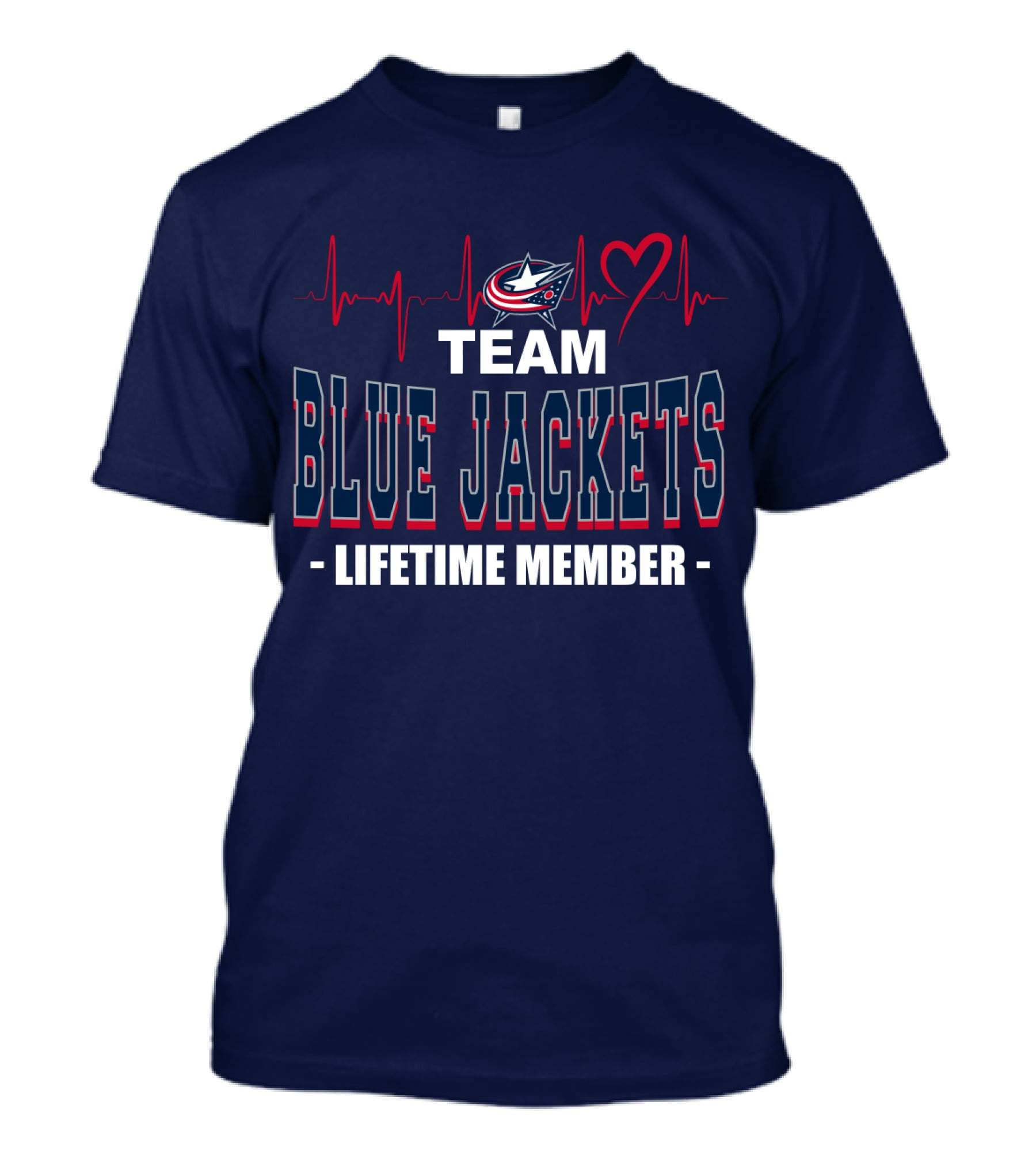 Team Blue Jackets Lifetime Member Heartbeat T-Shirt