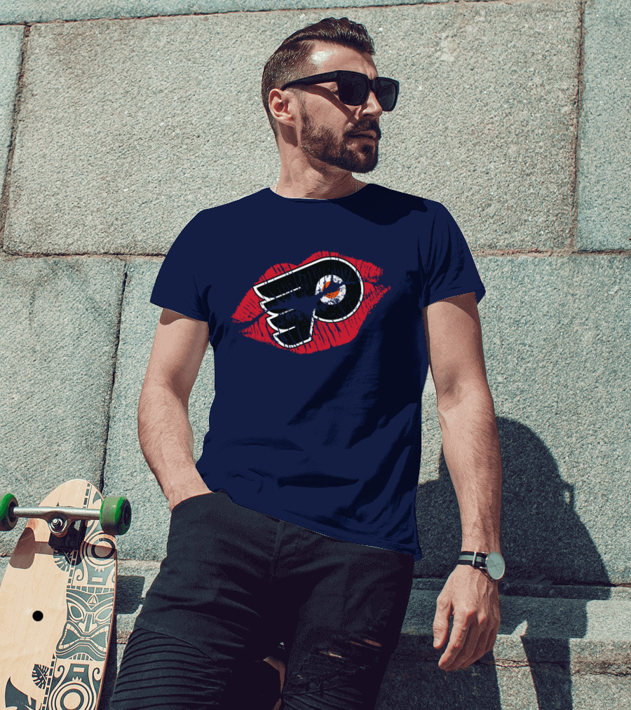 Philadelphia Flyers Logo With Red Lips T-Shirt
