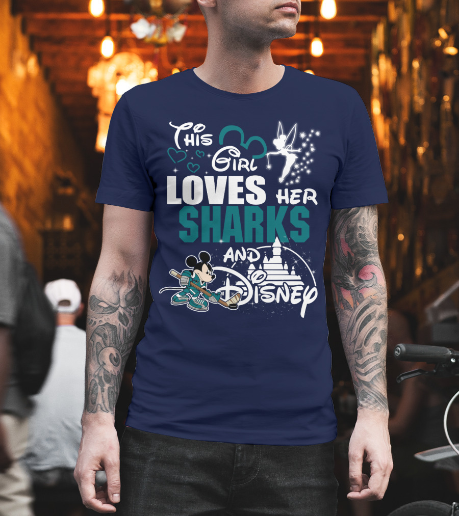 This Girl Loves Her Sharks And Disney T-Shirt