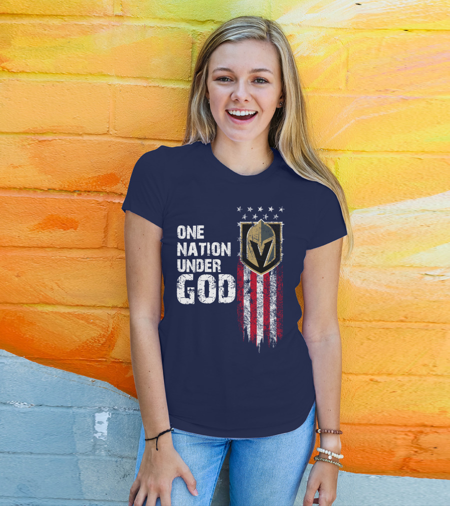 One Nation Under God Vegas Golden Knights Logo Stars And Stripes T-Shirt