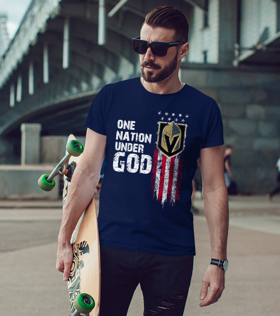 One Nation Under God Vegas Golden Knights Logo Stars And Stripes T-Shirt