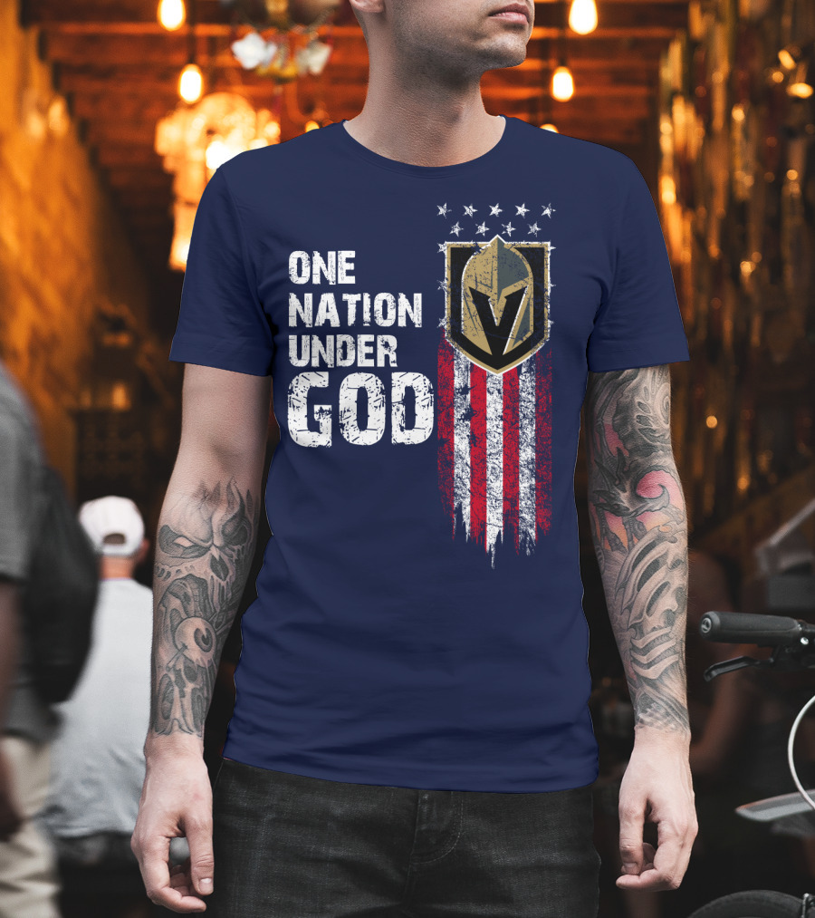 One Nation Under God Vegas Golden Knights Logo Stars And Stripes T-Shirt