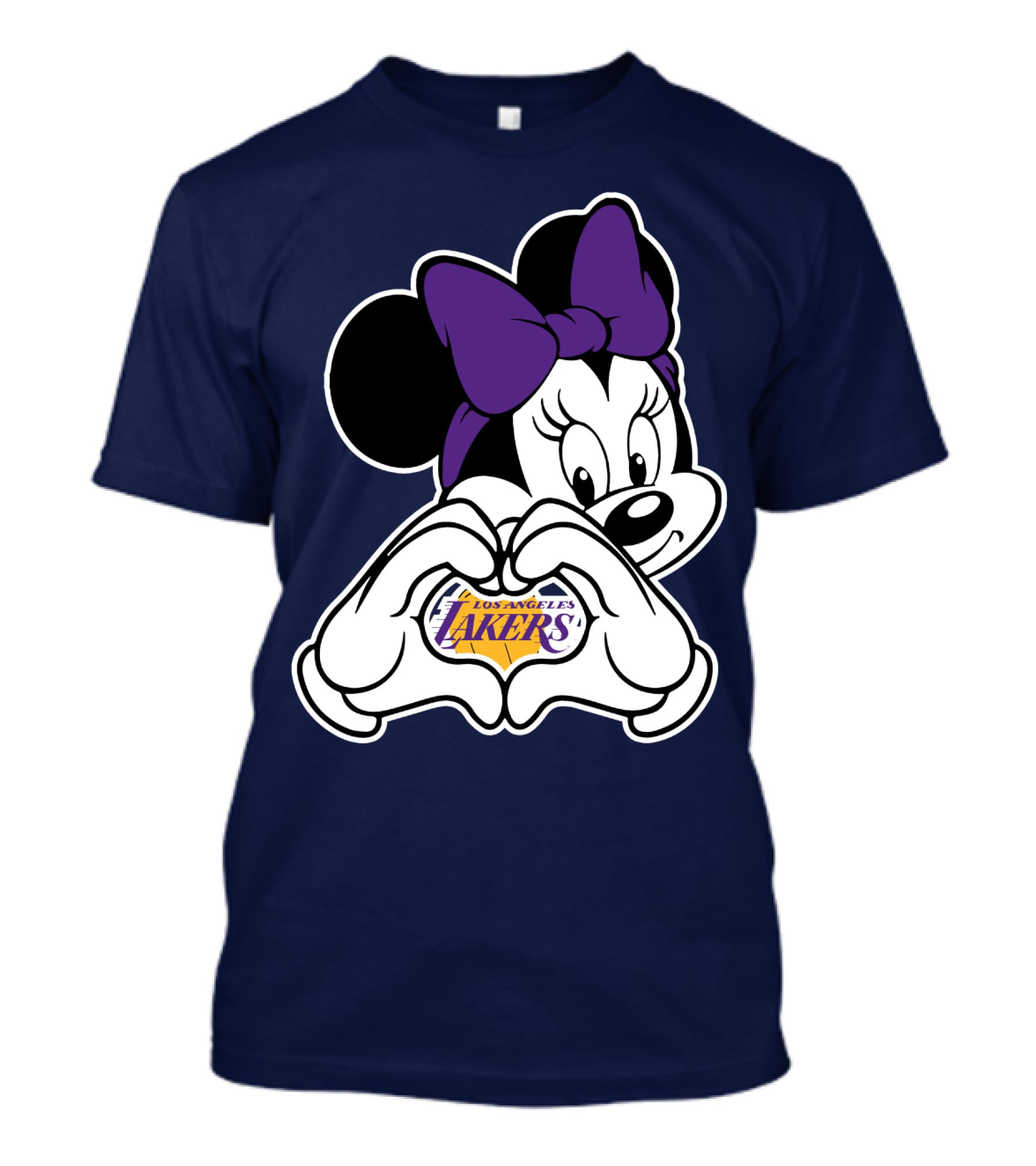 Minnie Mouse Heart Hands Los Angeles Lakers Purple Bow T-Shirt