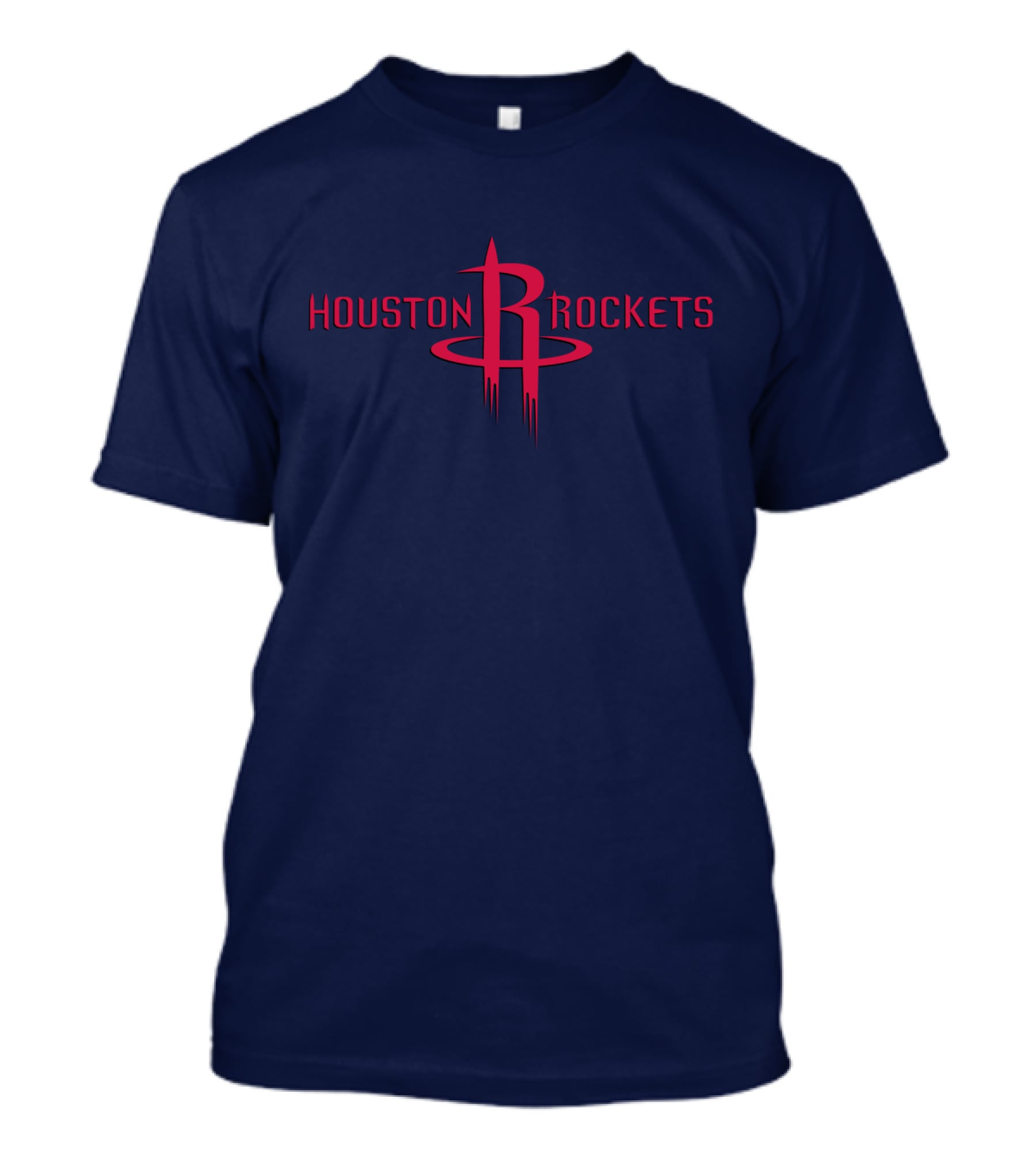 Houston Rockets Nba Red Logo On Dark Blue T-Shirt