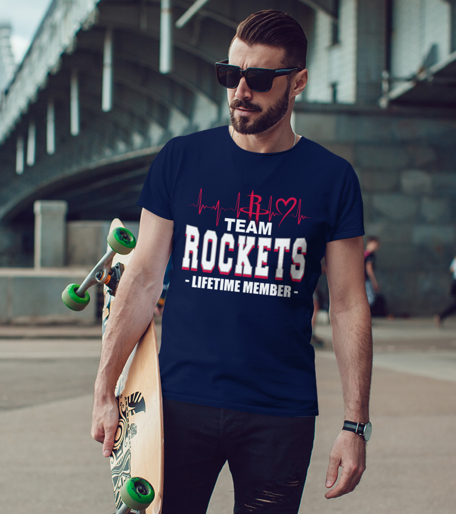 Team Rockets Lifetime Member Heartbeat Houston Rockets T-Shirt