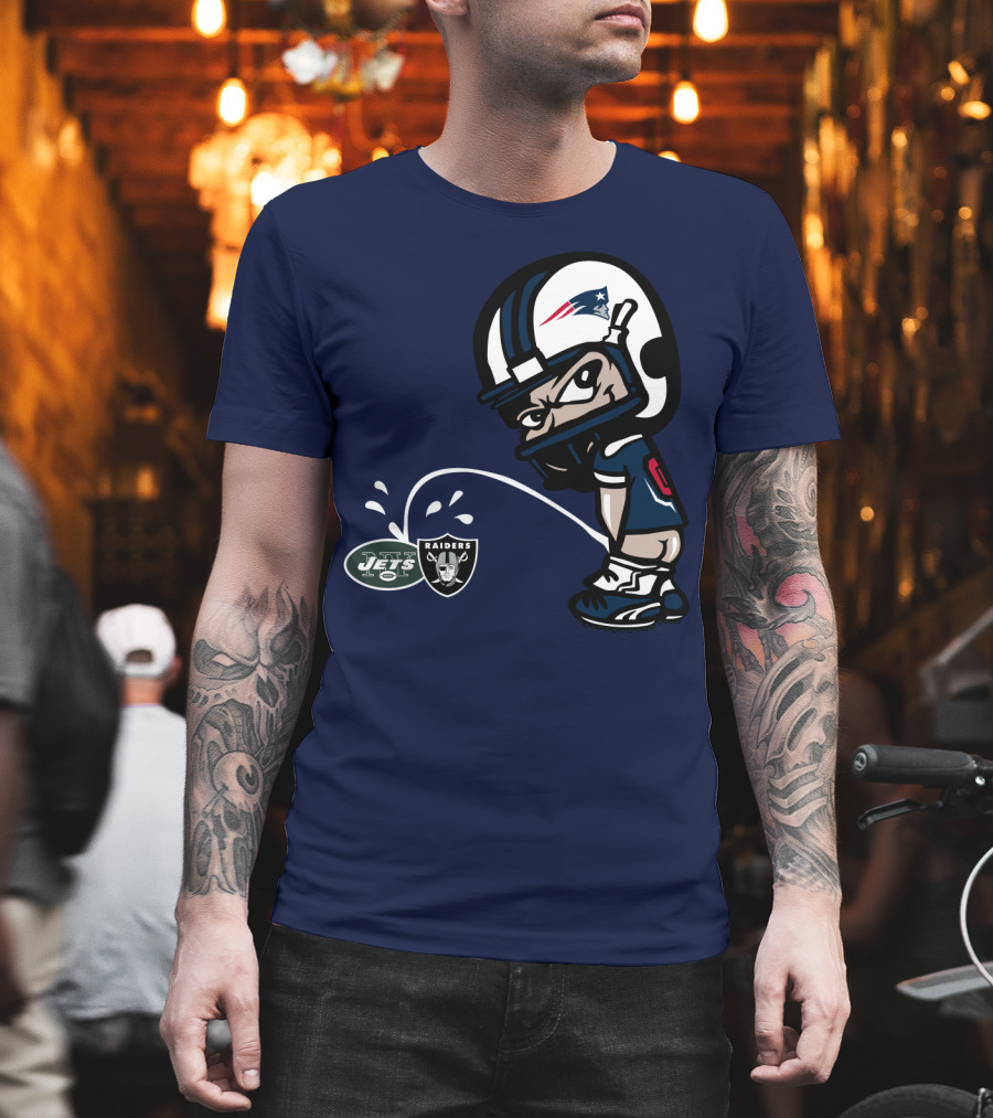 New England Patriots Vs Jets Raiders Rivalry Comic Style T-Shirt