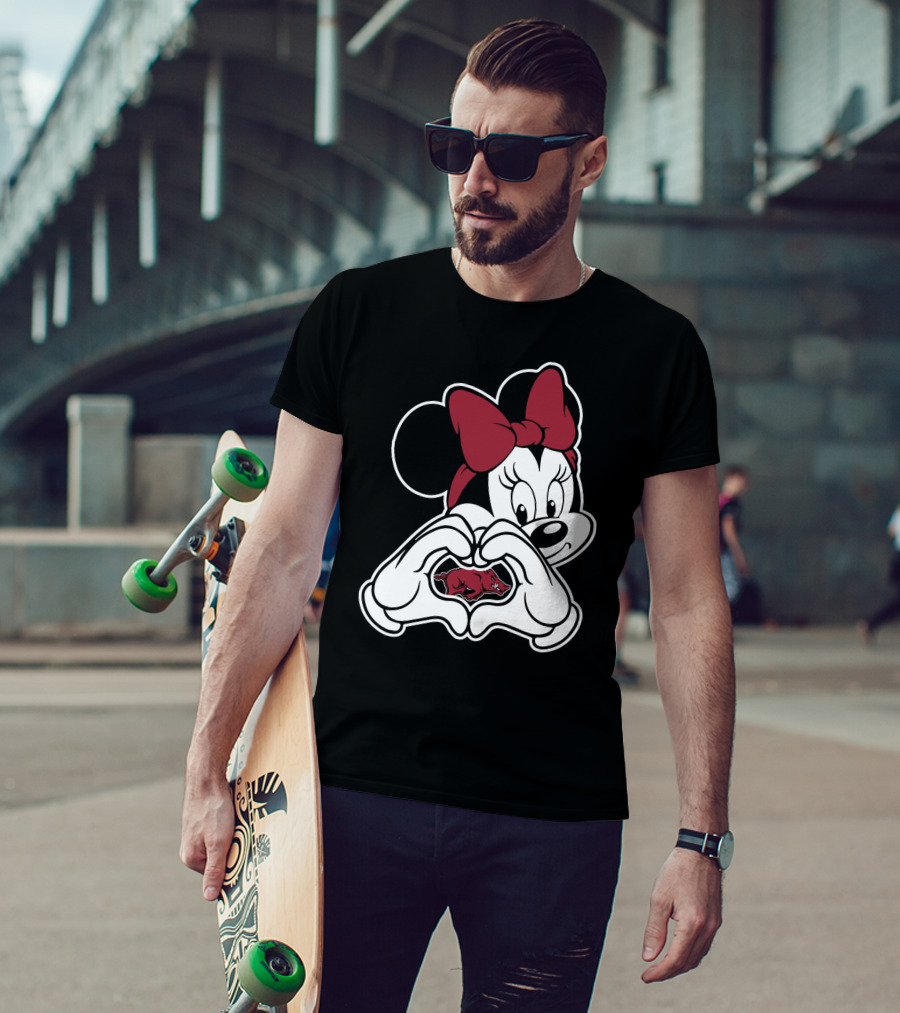 Minnie Mouse Heart Hands Arkansas Razorbacks T-Shirt