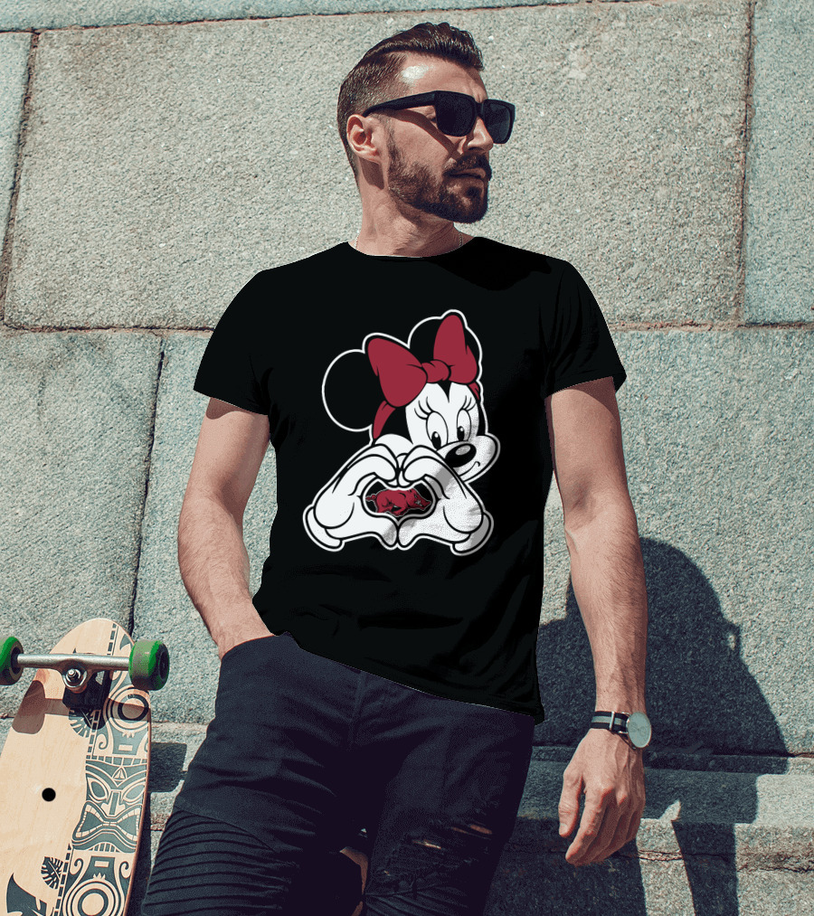 Minnie Mouse Heart Hands Arkansas Razorbacks T-Shirt