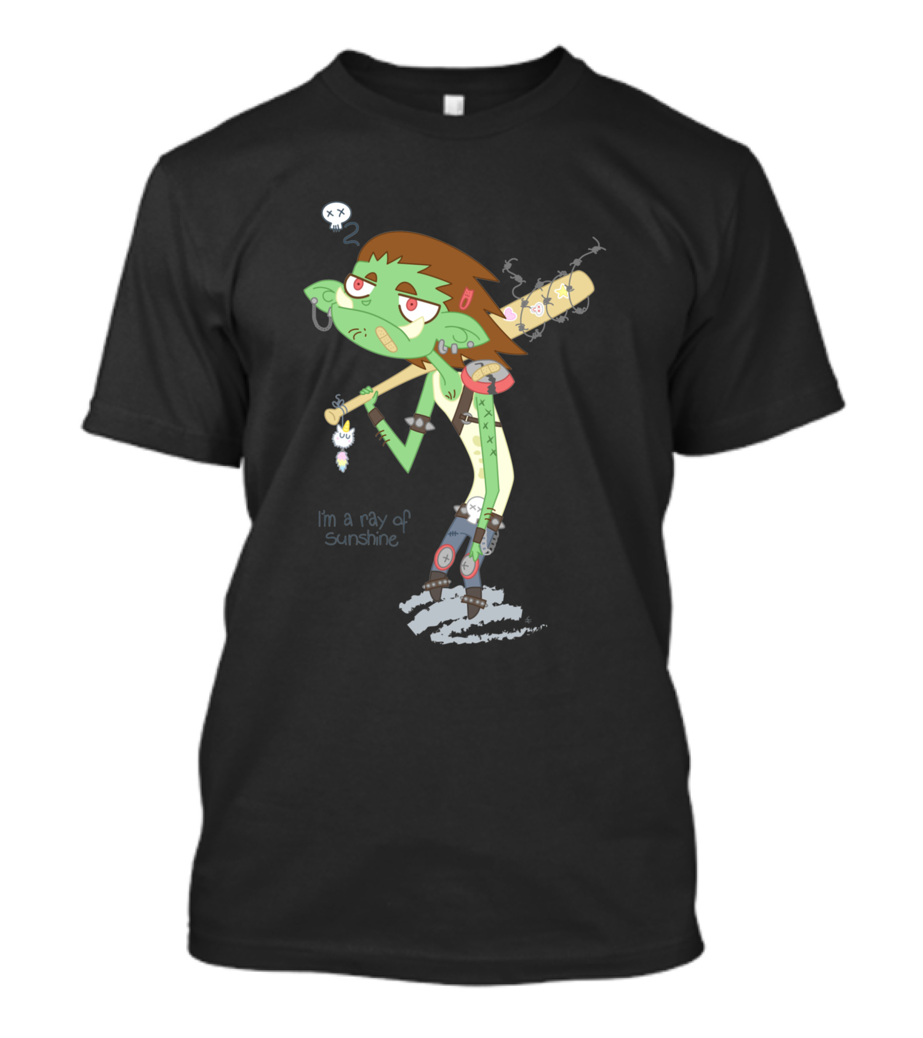 I'm A Ray Of Sunshine Happy Green Fellow Baseball Bat Cartoon Character T-Shirt