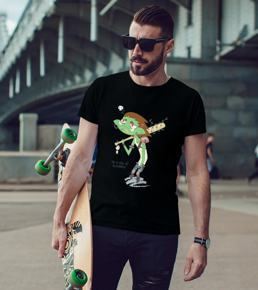 I'm A Ray Of Sunshine Happy Green Fellow Baseball Bat Cartoon Character T-Shirt