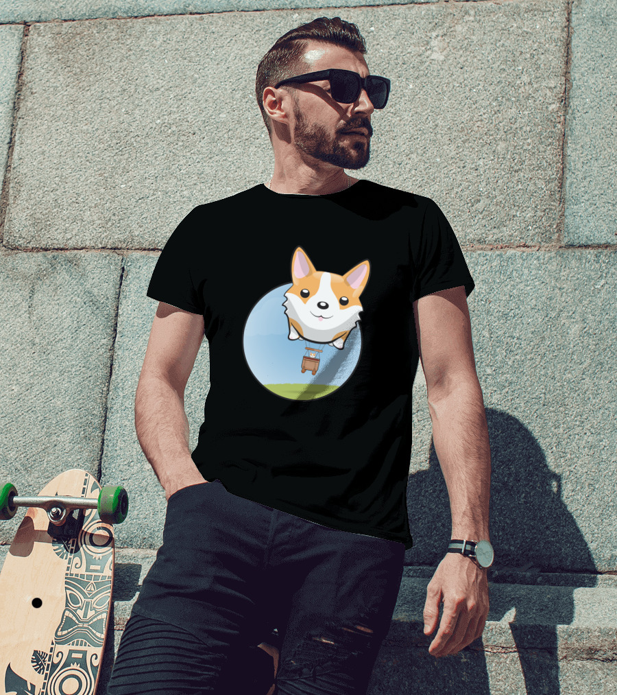Corgi Adventure With Balloon Basket Joyride T-Shirt