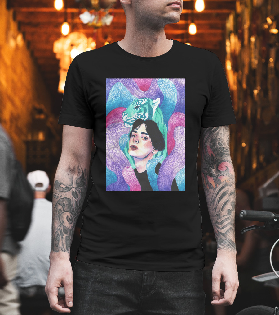 Aura 916131 Psychedelic Tiger And Portrait Fusion T-Shirt
