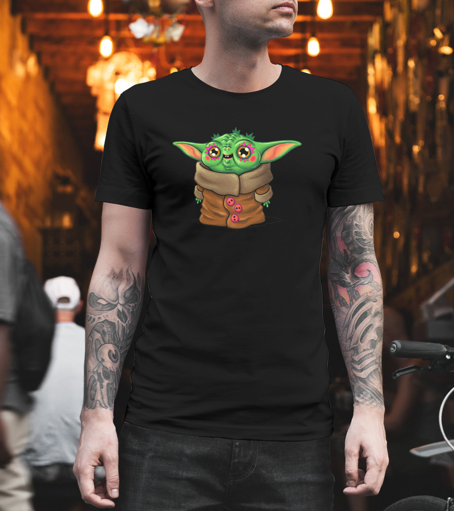 Baby Yoda Kawaii Pink Stars Eyes Charm 1226120 T-Shirt