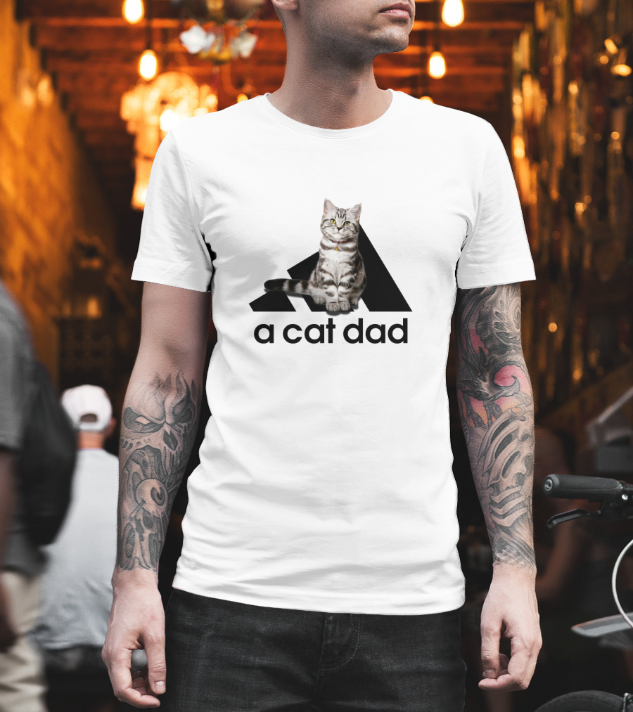 A Cat Dad Logo Style With Tabby Cat T-Shirt