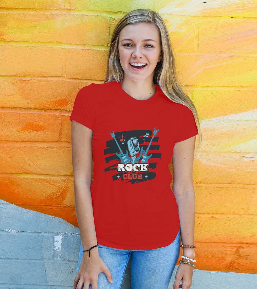 Rock Club Microphone And Guitars For Rock And Roll Hip Hop Rock Music T-Shirt