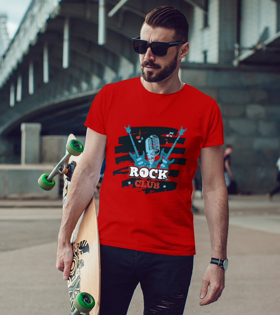 Rock Club Microphone And Guitars For Rock And Roll Hip Hop Rock Music T-Shirt