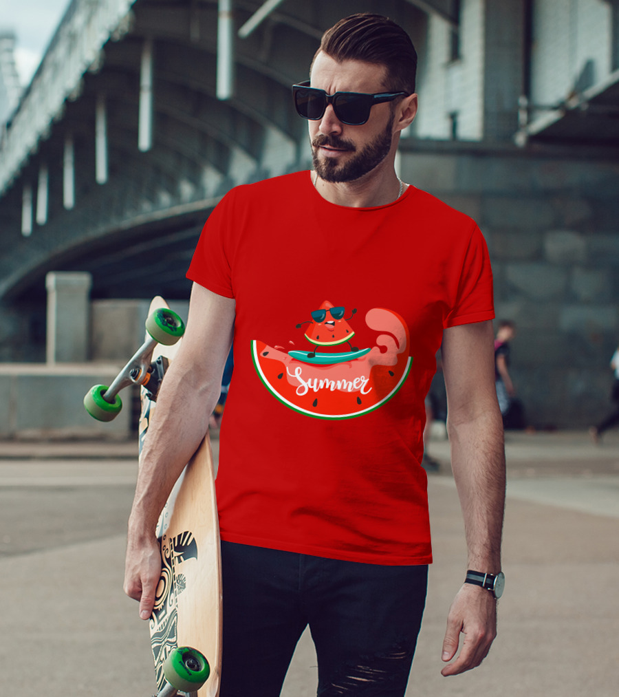 Summer Vacation Watermelon Surfing Trip Fun T-Shirt