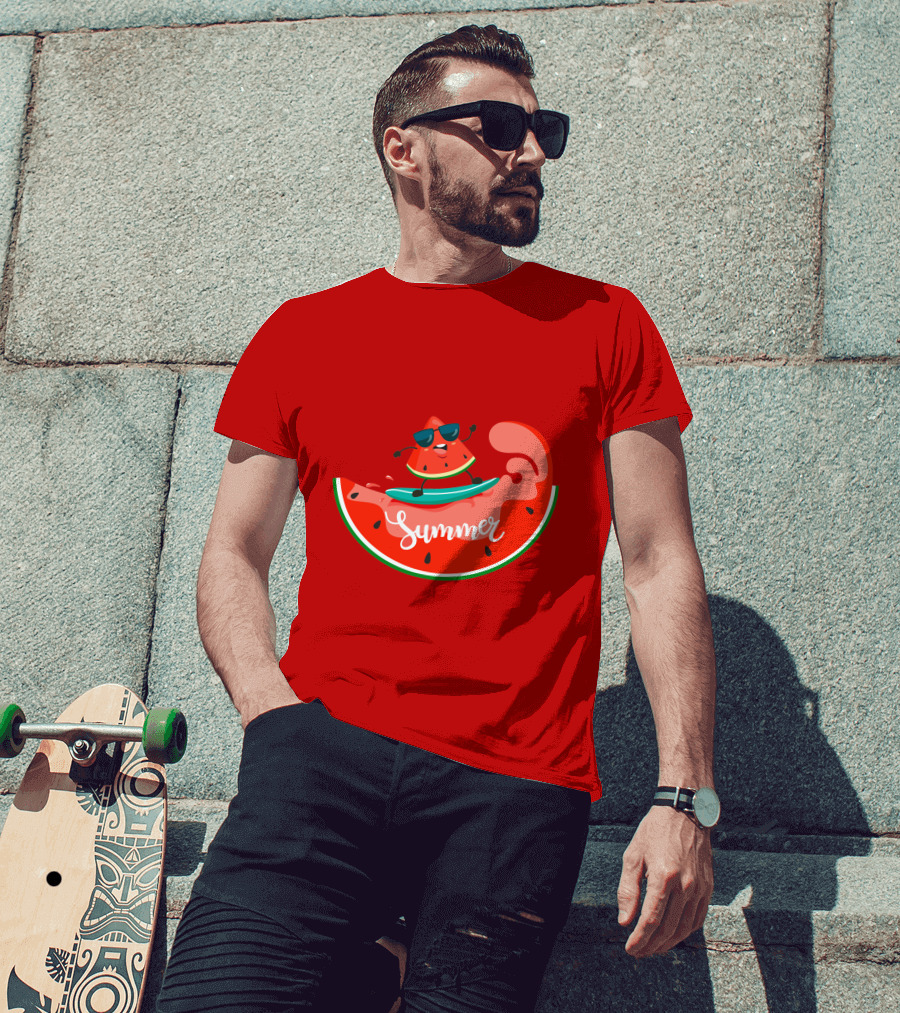 Summer Vacation Watermelon Surfing Trip Fun T-Shirt