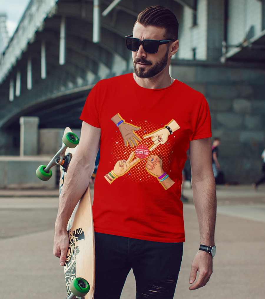 International Youth Day Celebration With Vibrant Hand Gestures T-Shirt