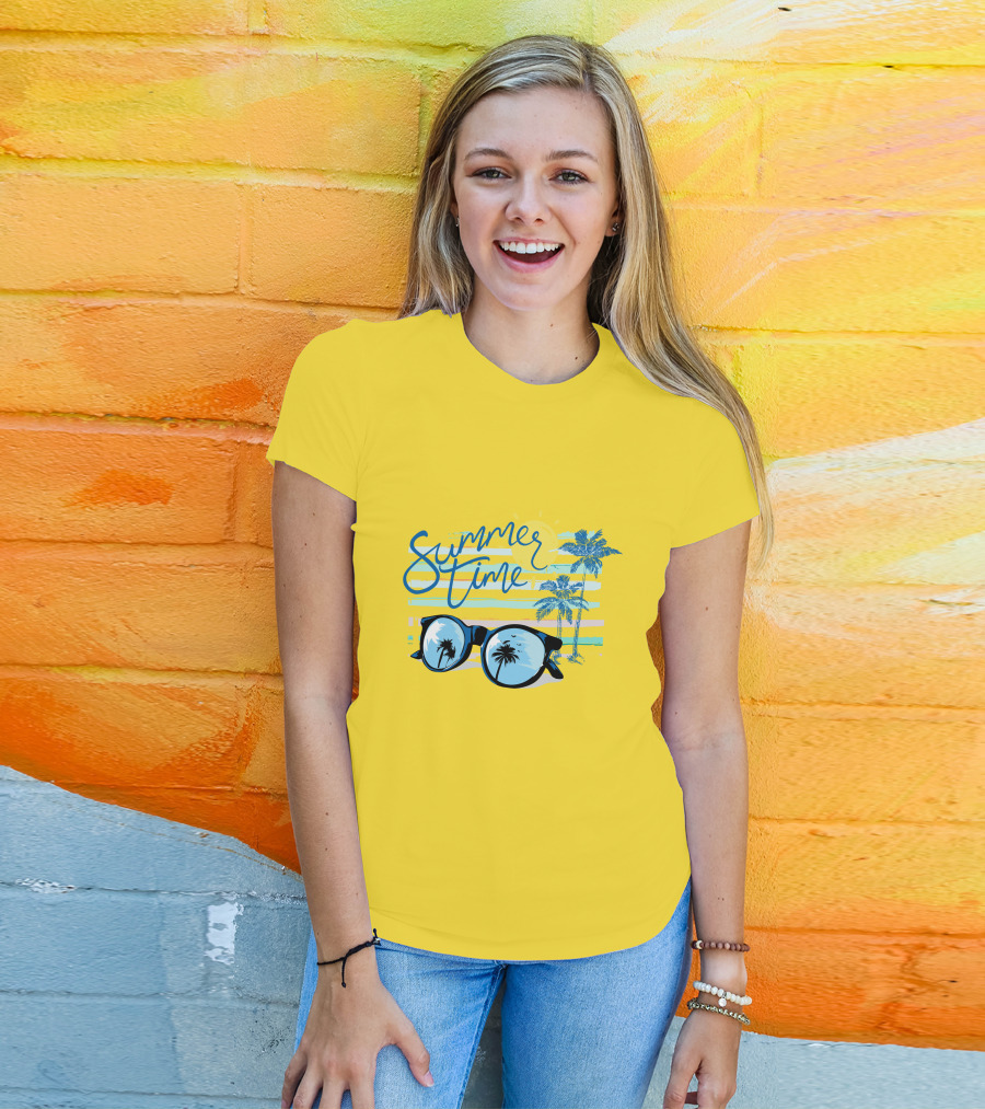 Summer Time Sunglasses Palm Trees Beach T-Shirt