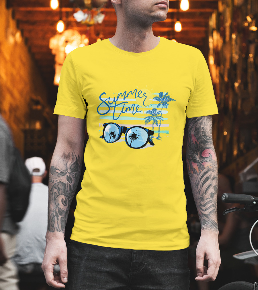 Summer Time Sunglasses Palm Trees Beach T-Shirt