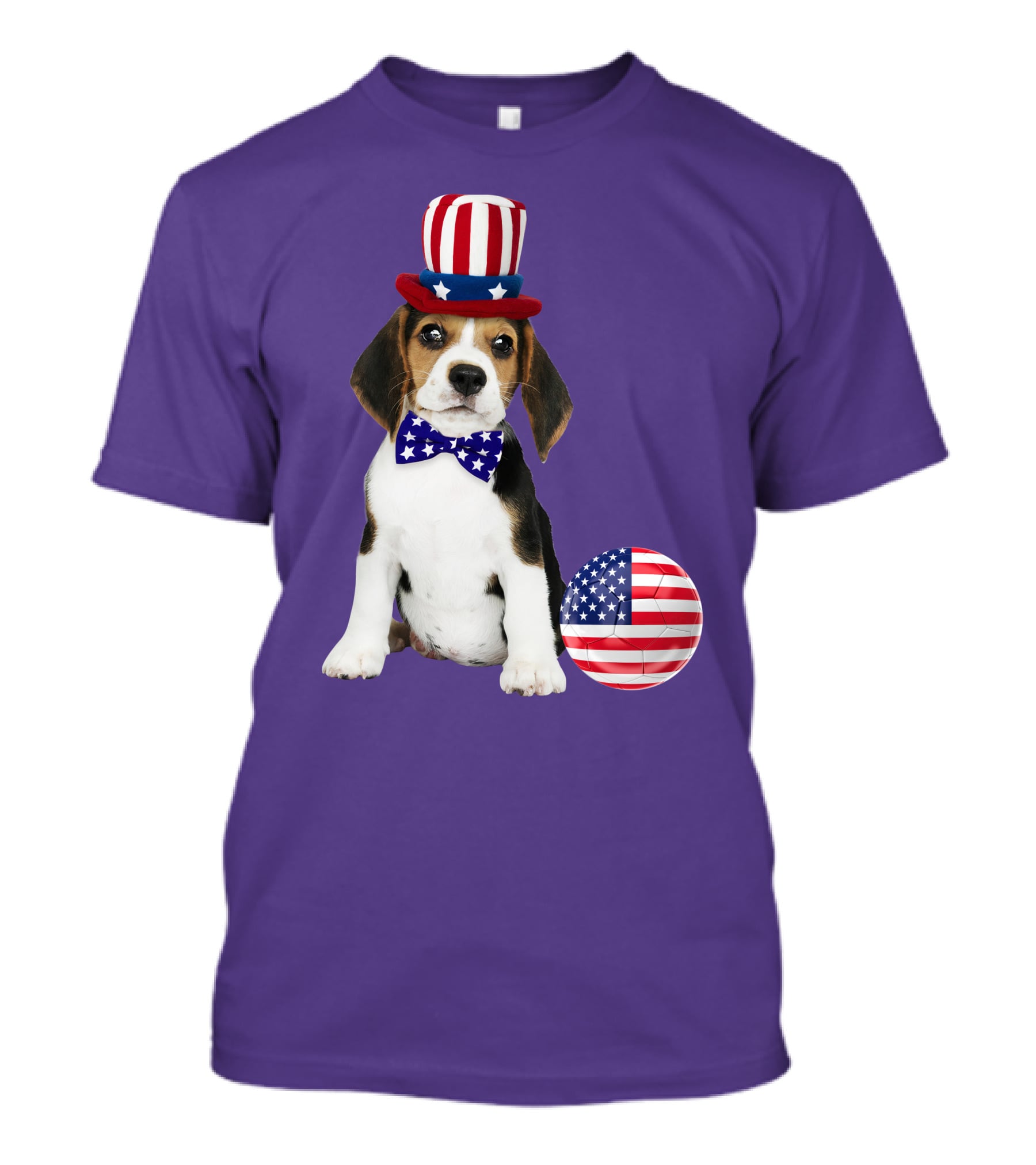 Patriotic Beagle With American Flag Hat And Bow Tie T-Shirt