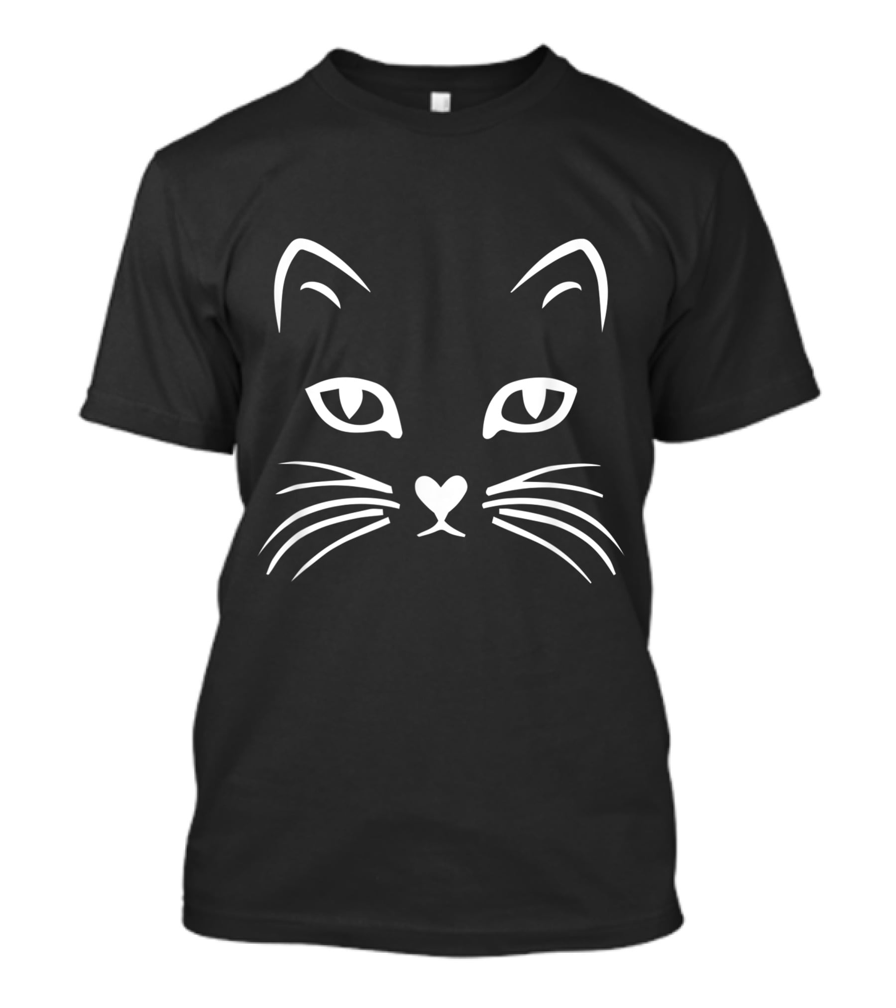 Cat Face Whiskers Eyes Heart Nose T-Shirt