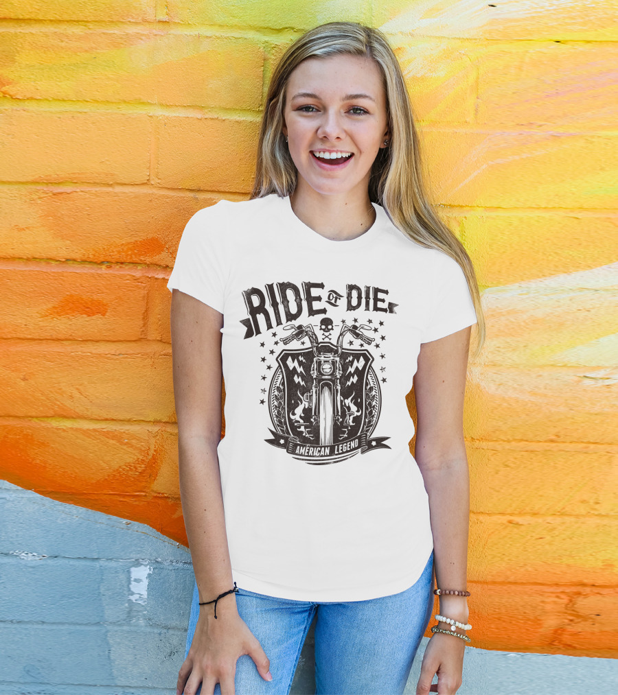 Ride Or Die American Legend Motorcycle Printing Label Fashion T-Shirt