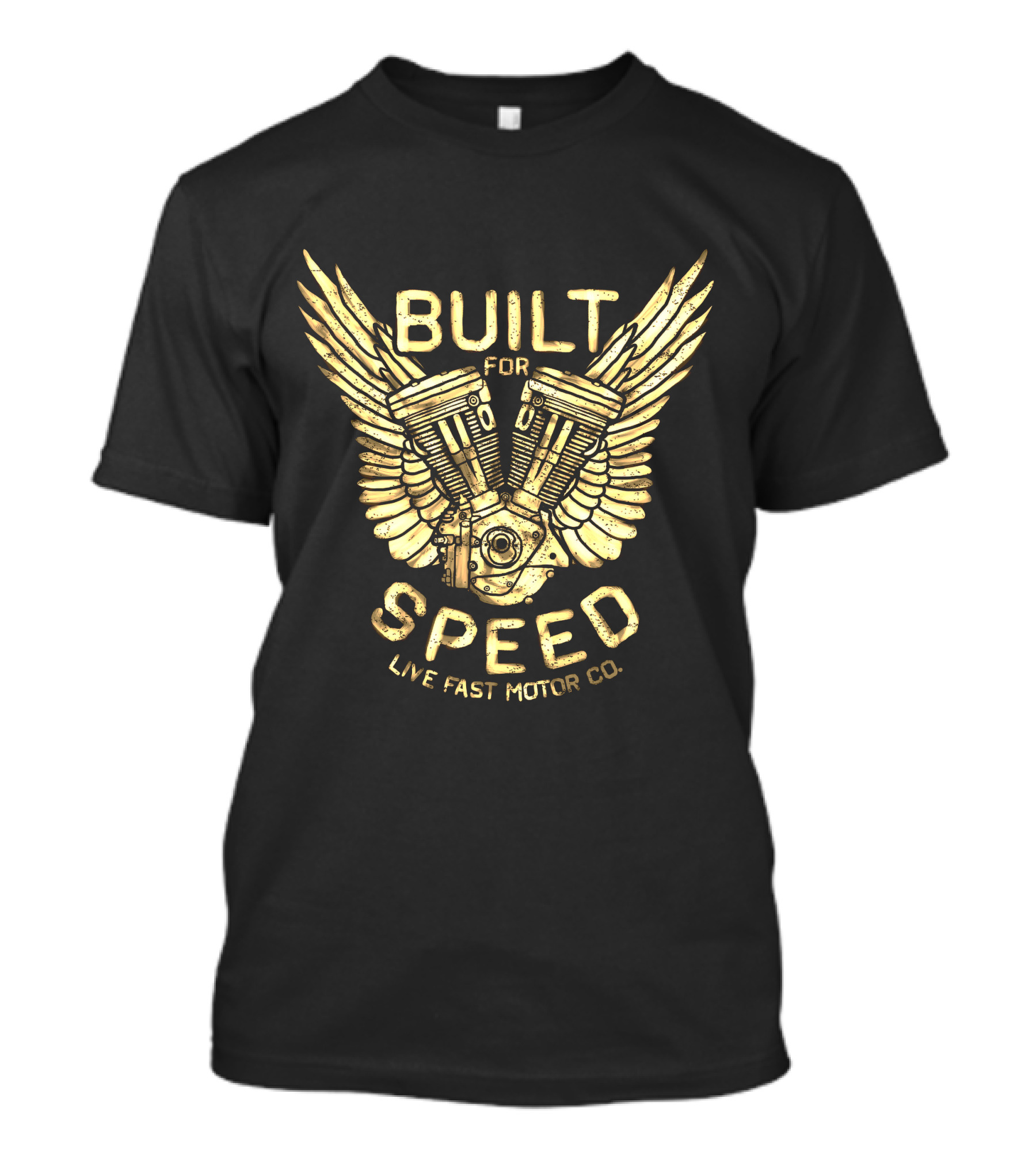 Built For Speed Live Fast Motor Co Winged Engine T-Shirt