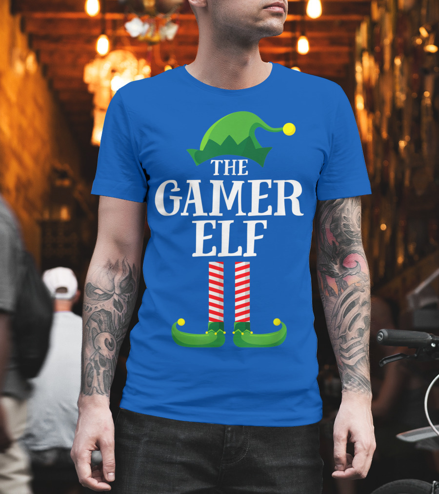 The Gamer Elf Matching Family Group Christmas Party Holiday T-Shirt