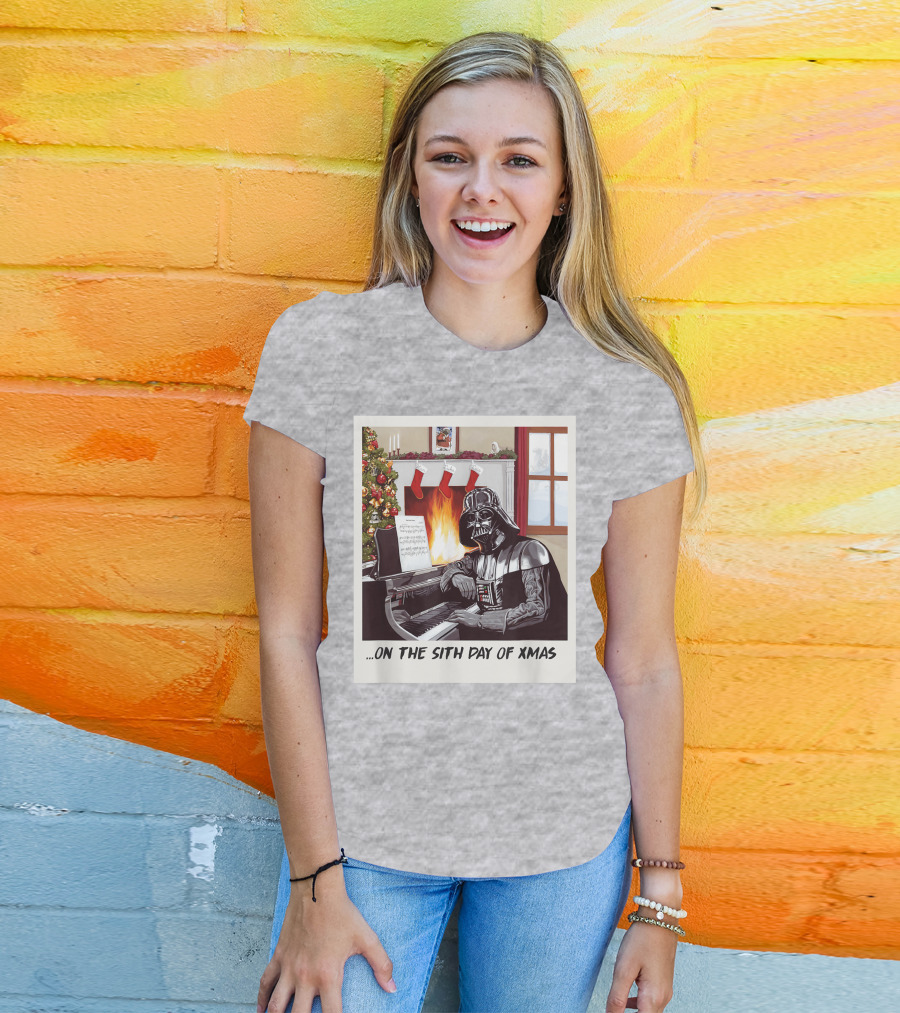 Darth Vader On The Sith Day Of Xmas By Fireplace T-Shirt
