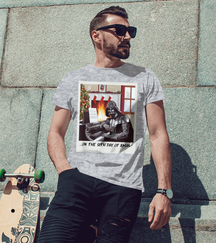 Darth Vader On The Sith Day Of Xmas By Fireplace T-Shirt