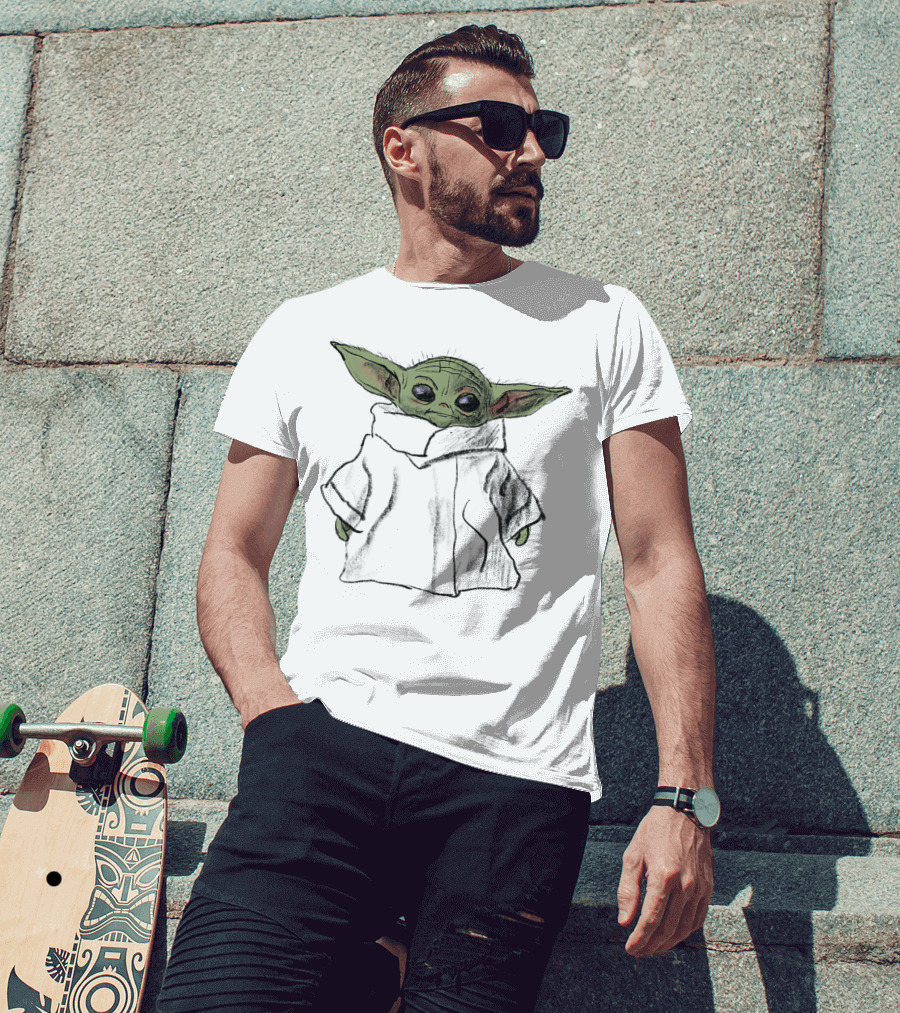 Star Wars The Mandalorian The Child Sketch Drawing T-Shirt