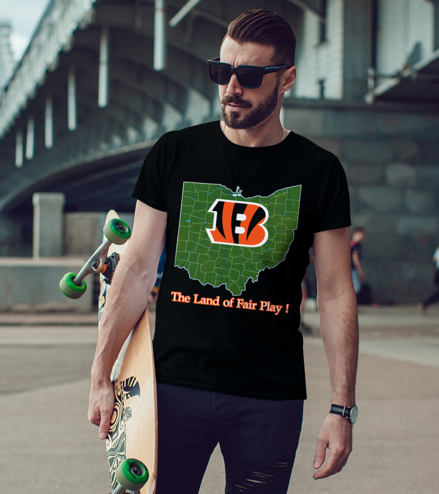 Bengals Ohio Map The Land Of Fair Play T-Shirt