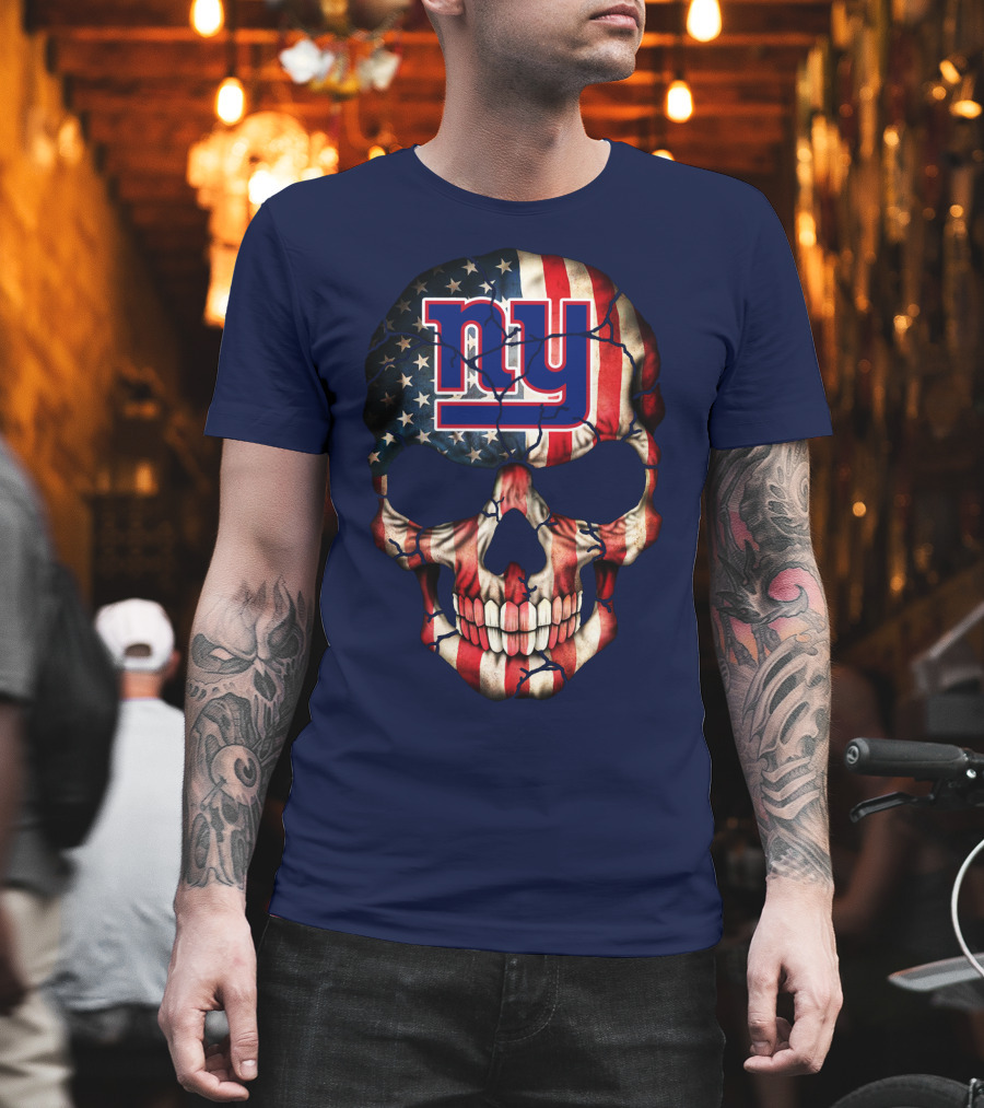 Ny Giants American Flag Skull T-Shirt