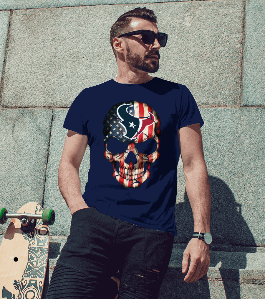Texans Skull American Flag T-Shirt
