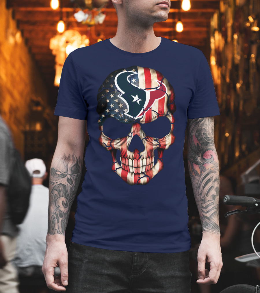Texans Skull American Flag T-Shirt