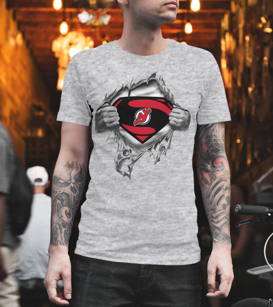 Superhero Jersey Devils Logo Inner Strength T-Shirt