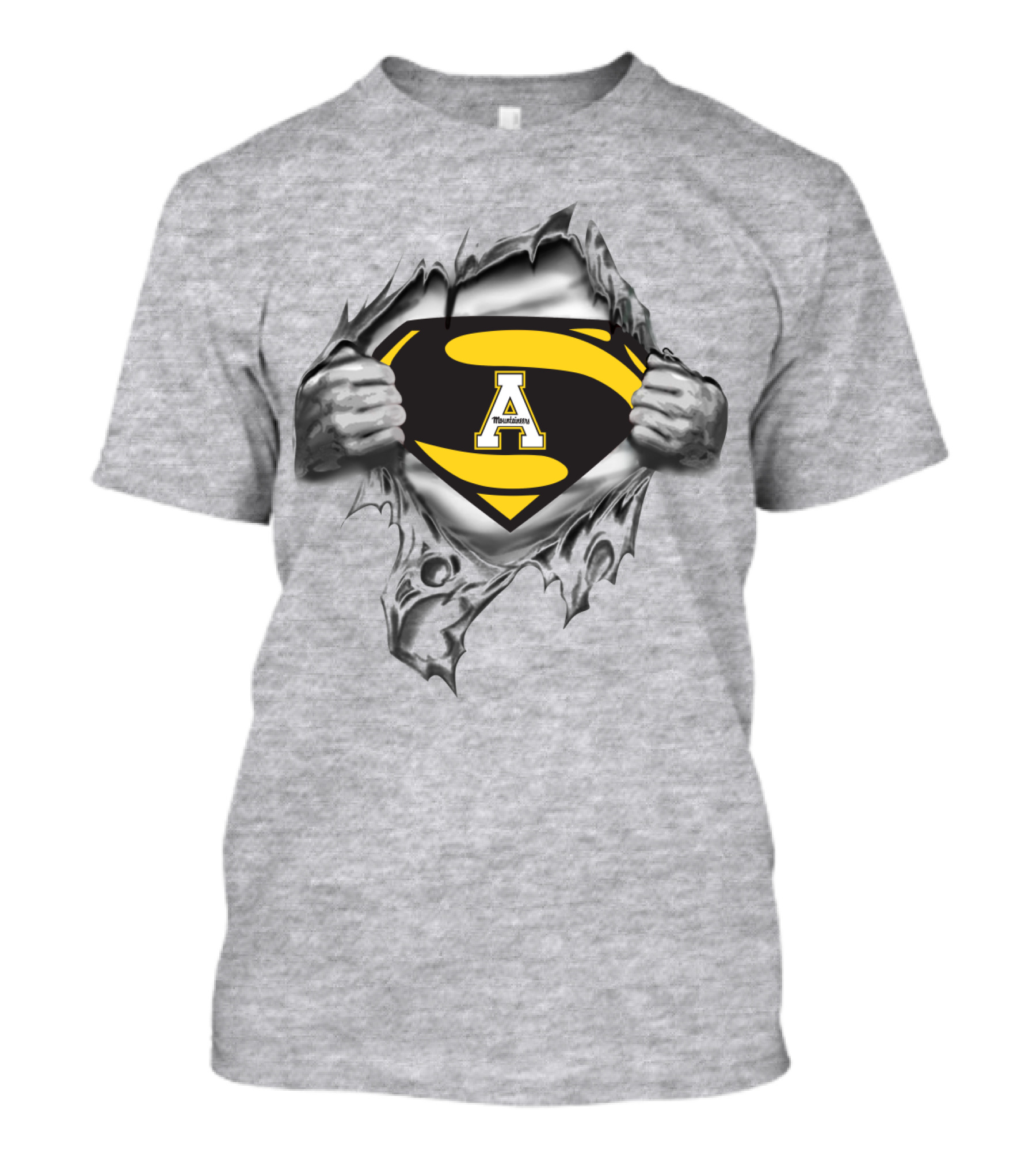Appalachian State Mountaineers Superhero A Logo Torn Chest T-Shirt