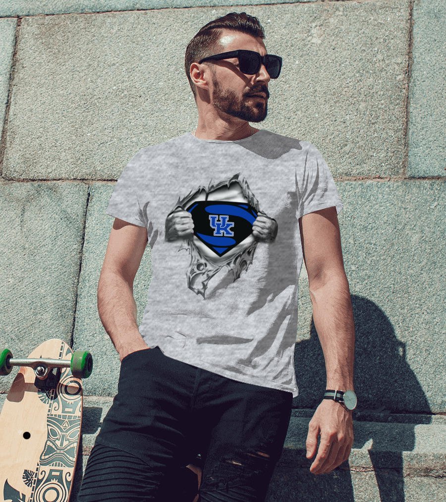 Uk Blue Superman Emblem Kentucky Wildcats T-Shirt